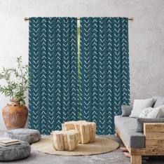 Ethnic Pattern Single Panel Decorative Curtain-İndigo Blue