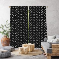 Ethnic Pattern Single Panel Decorative Curtain-Black