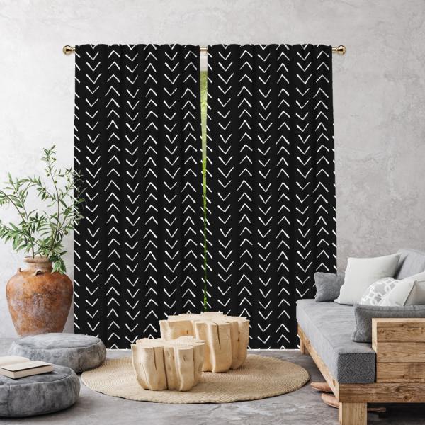 Ethnic Pattern Single Panel Decorative Curtain-Black