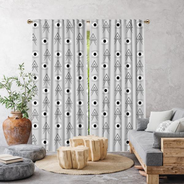 Eye Pattern Single Panel Curtain-Grey