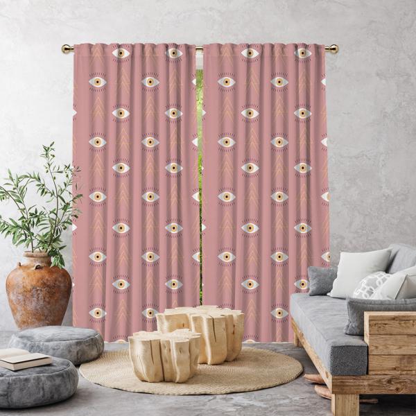 Eye Pattern Single Panel Curtain-Pink