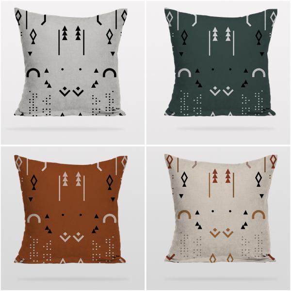 Boho Style Decorative Patterns 4 Pieces Pillow Cover Set