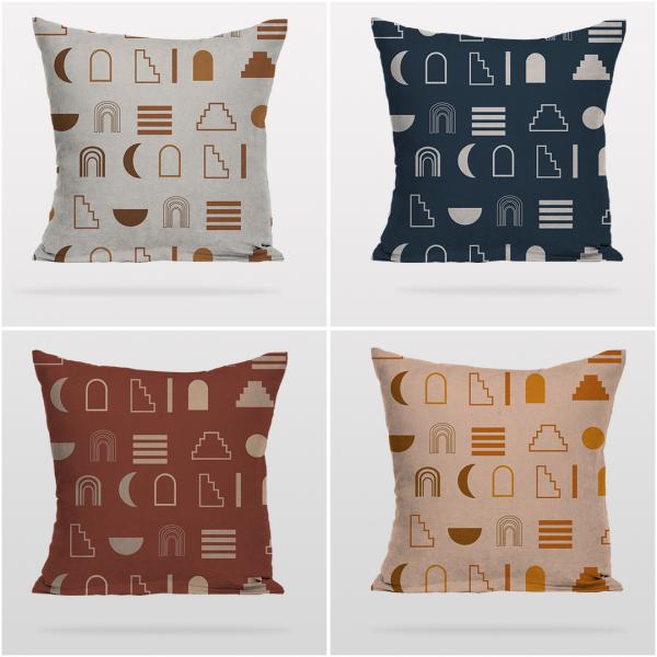 Decorative Geometric Pattern 4 Pieces Pillow Cover Set