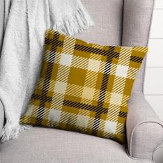 Plaid Pattern Pillow-Yellow