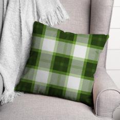 Plaid Pattern Pillow-Green/White