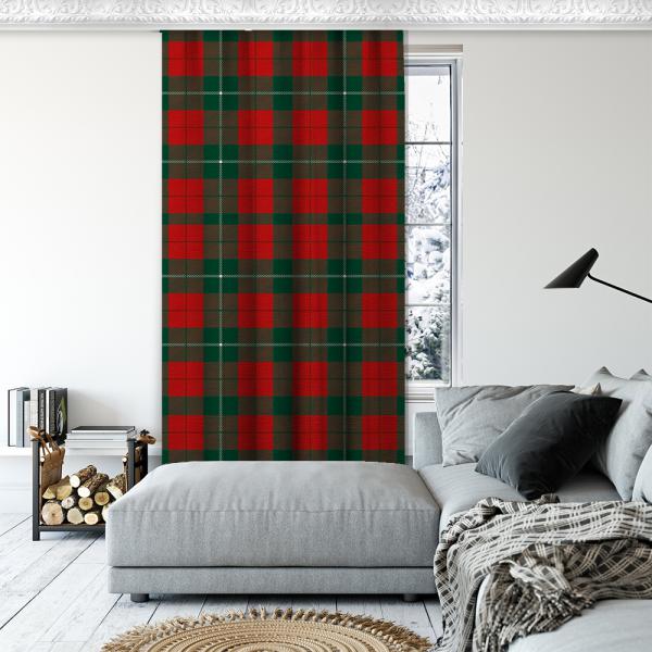 Plaid Pattern Decorative Curtain Single Panel-Red/Green