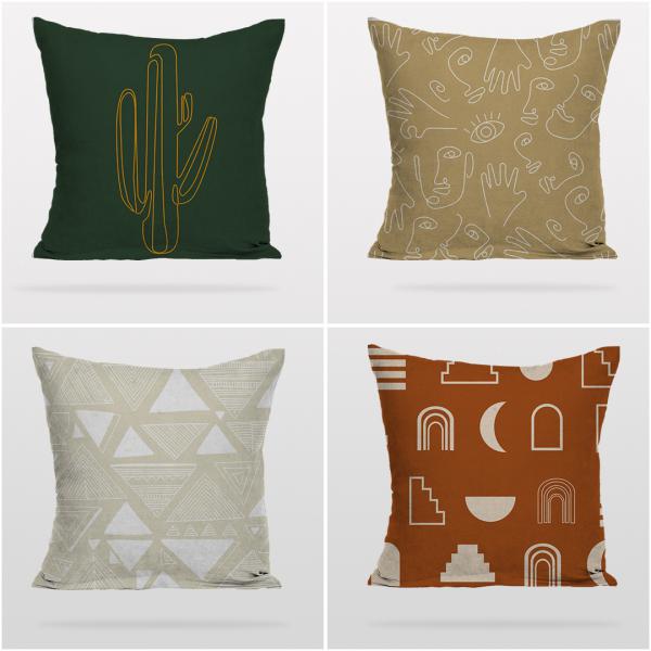 Colored Drawings 4 Pieces Pillow Cover Set