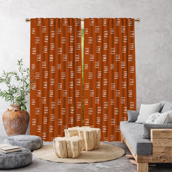 Bohemian Brush Strokes Single Panel Curtain-Brick