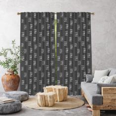 Bohemian Brush Strokes Single Panel Curtain-Dark Grey
