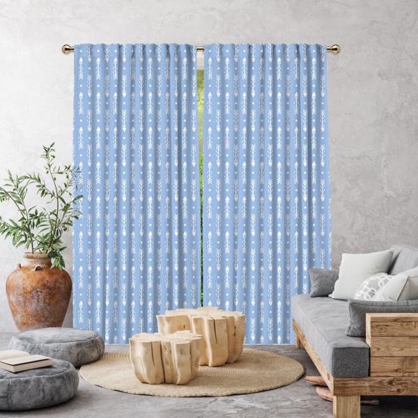  Bohemian Arrows Single Panel Curtain-Baby Blue