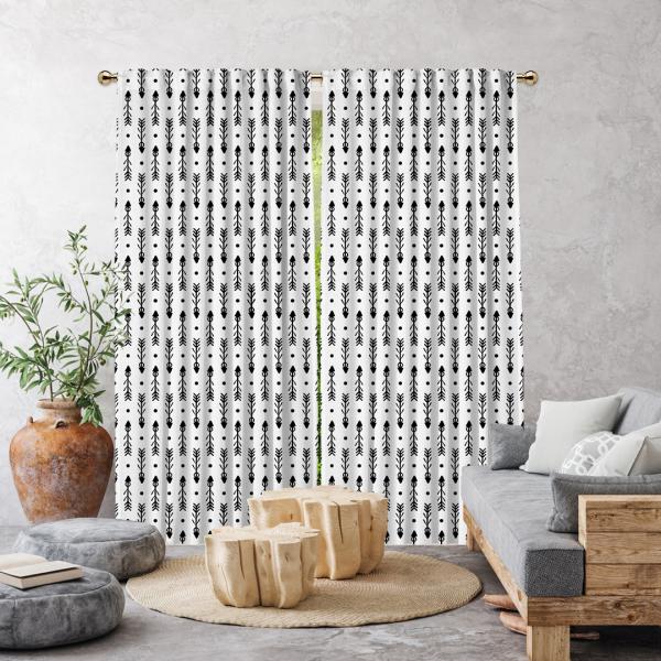 Bohemian Arrows Single Panel Curtain-White