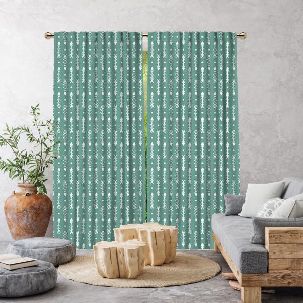 Bohemian Arrows Single Panel Curtain-Mint Green