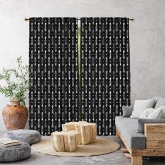 Bohemian Arrows Single Panel Curtain-Black