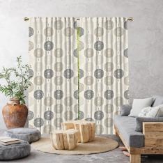 Bohemian Spiral Dots Single Panel Curtain-Ecru