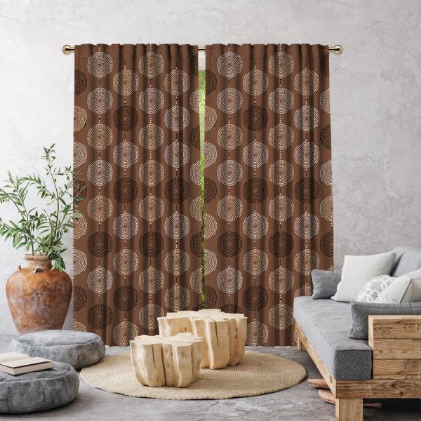 Bohemian Spiral Dots Single Panel Curtain-Brown