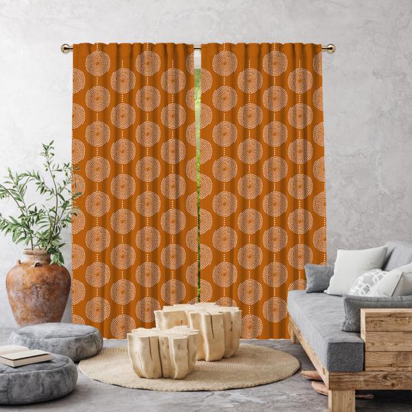 Bohemian Spiral Dots Single Panel Curtain-Burnt Orange