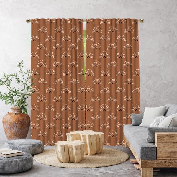 Boho Rainbow Pattern Single Panel Curtain-Brown