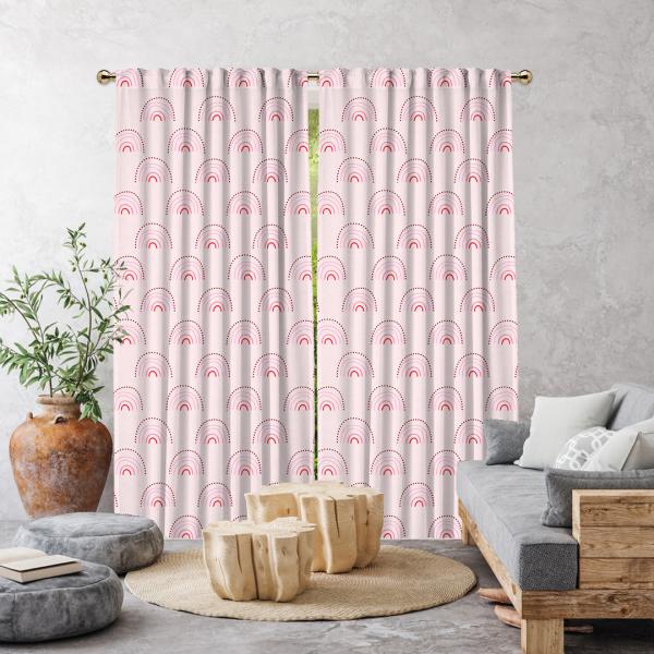 Boho Rainbow Pattern Single Panel Curtain-Pink