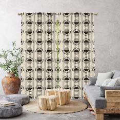Bohemian Sun Pattern Single Panel Curtain-Ecru