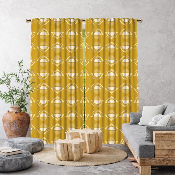 Bohemian Sun Pattern Single Panel Curtain-Mustard Yellow