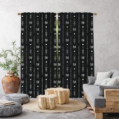 Tribal Pattern Single Panel Curtain-Black