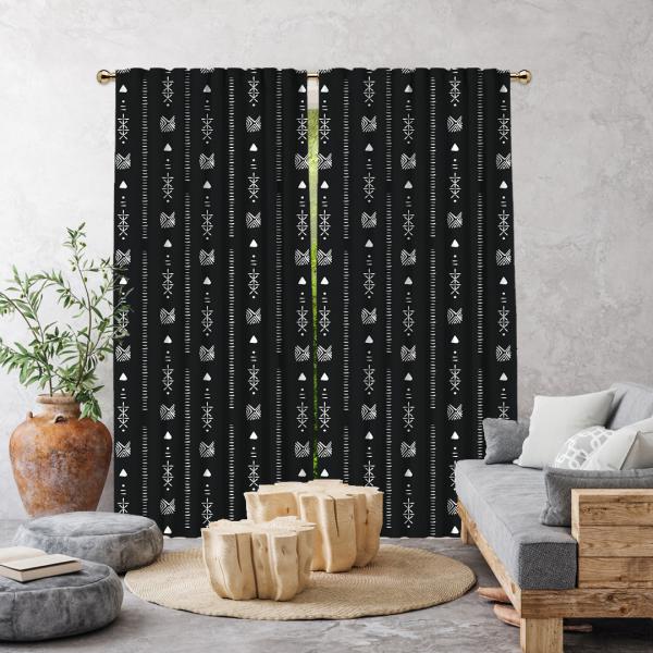 Tribal Pattern Single Panel Curtain-Black