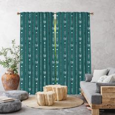 Tribal Pattern Single Panel Curtain-Teal