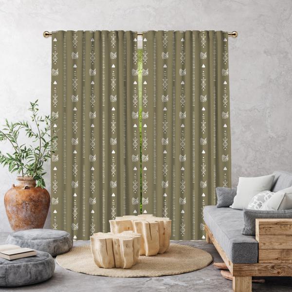 Tribal Pattern Single Panel Curtain-Green