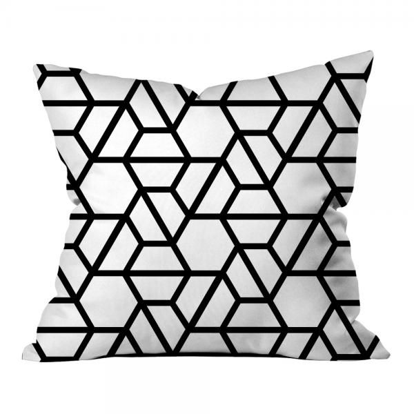 Hexagonal Pattern Pillow-White