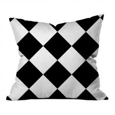 Diagonal Checkers Pattern Pillow-Black/White