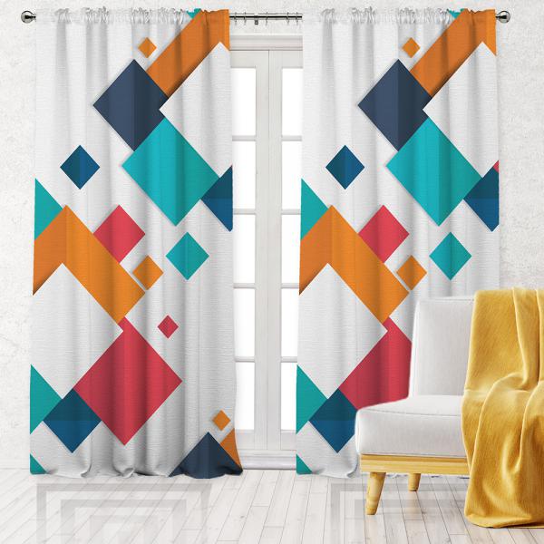 Messy Squares Pattern Single Panel Decorative Curtain-Colorful