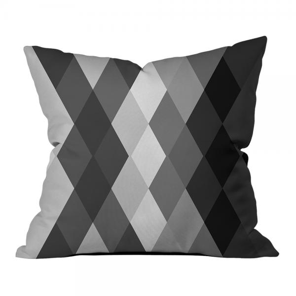 Gradient Diamond Pattern Pillow-Grey