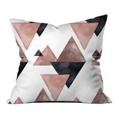 Watercolor Triangles Pattern Pillow-Pink