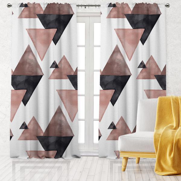 Watercolor Triangles Pattern Single Panel Decorative Curtain-Pink