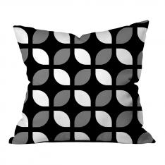 Geometric Floral Pattern Pillow-Black