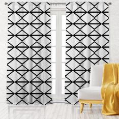 Thin Diagonal Lines Single Panel Decorative Curtain-White