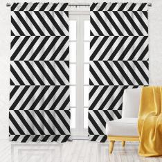 Reverse Lines Pattern Single Panel Decorative Curtain-White