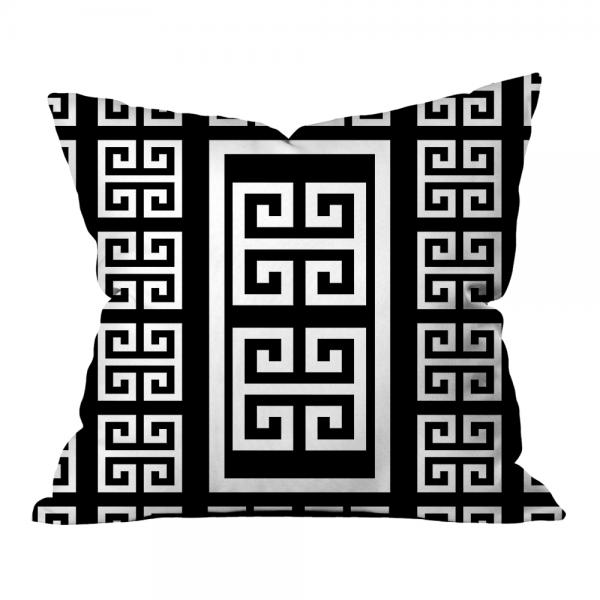 Greek Key Pattern Pillow-White