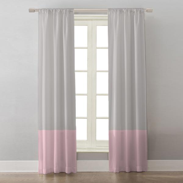 Silver/Blush Block Colors ''Single Panel'' Decorative Curtain