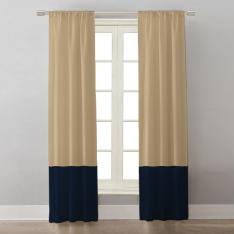 Beige/Navy Block Colors ''Single Panel'' Decorative Curtain 