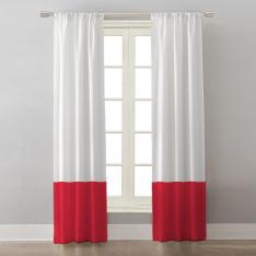 White/Coral Block Colors ''Single Panel'' Decorative Curtain 