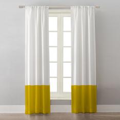 White/Yellow Block Colors ''Single Panel'' Decorative Curtain
