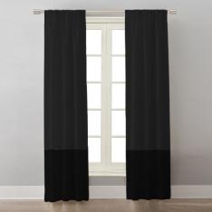 Grey/Black Block Colors ''Single Panel'' Decorative Curtain 
