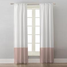 White/Blush Block Colors ''Single Panel'' Decorative Curtain