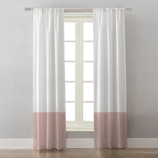 White/Blush Block Colors ''Single Panel'' Decorative Curtain