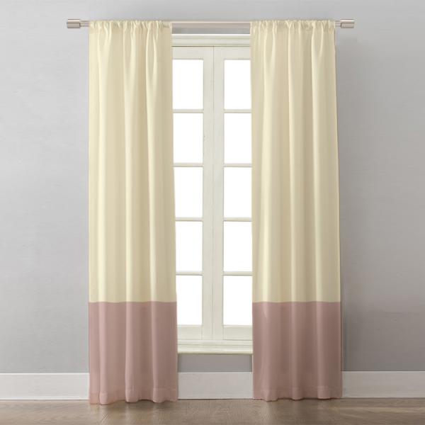 Ecru/Dusty Blush Block Colors ''Single Panel'' Decorative Curtain