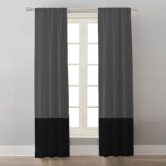 Grey/Anthracite Block Colors ''Single Panel'' Decorative Curtain