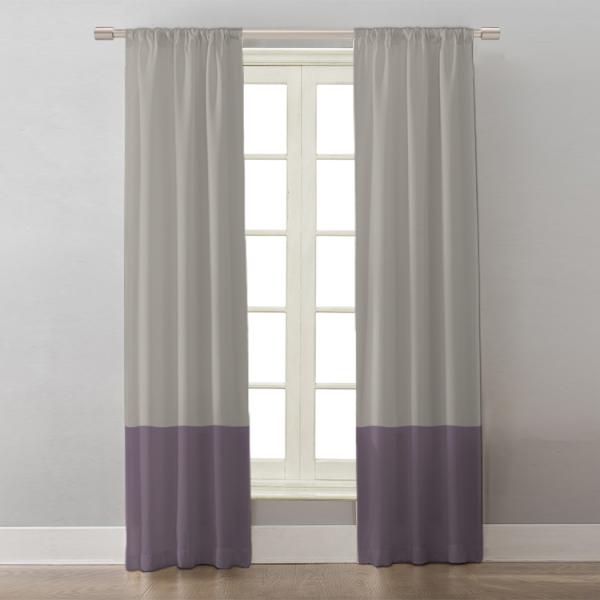 Grey/Purple Block Colors ''Single Panel'' Decorative Curtain