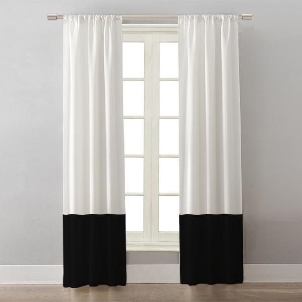 White/Black Block Colors ''Single Panel'' Decorative Curtain