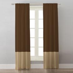 Walnut Brown/Beige Block Colors ''Single Panel'' Decorative Curtain 